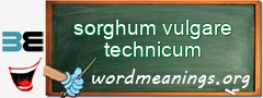 WordMeaning blackboard for sorghum vulgare technicum